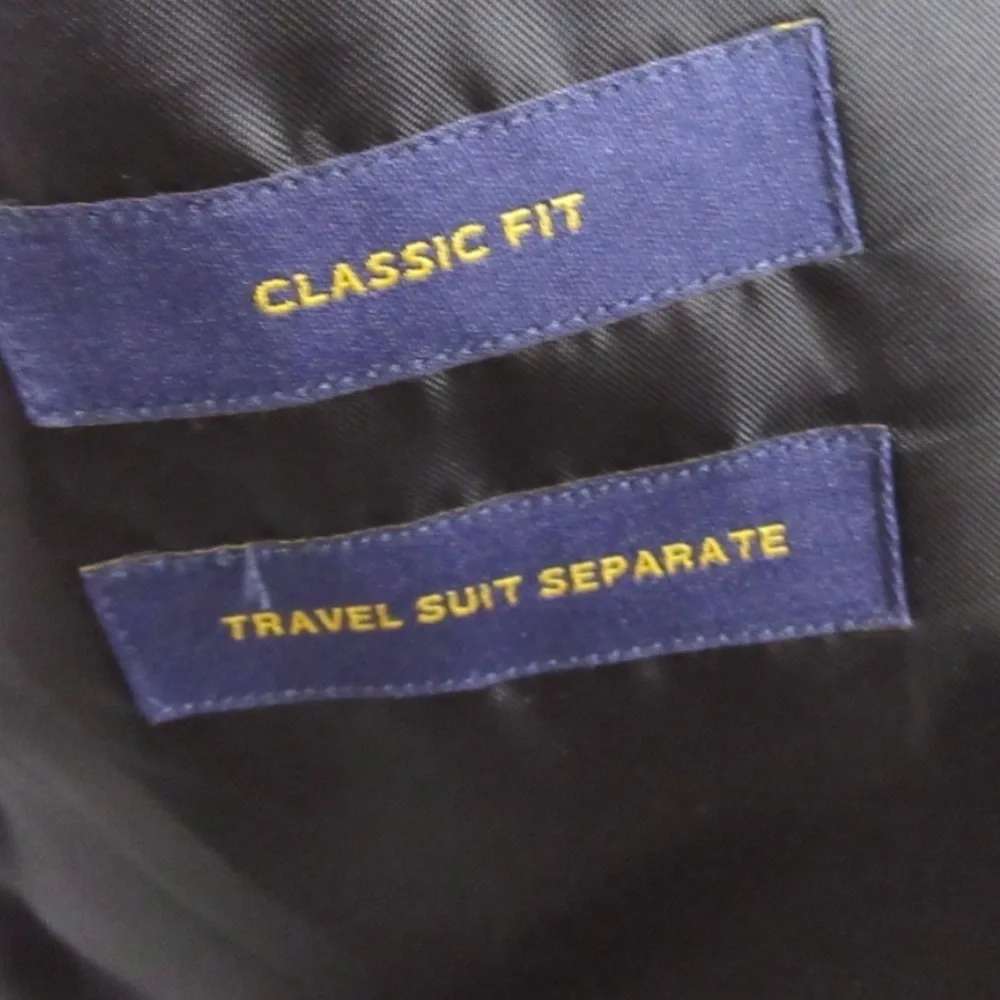 Stanford Travel Suit Separates Solid Black Classic Fit Jacket Size 42R